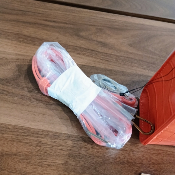 Vibrant Orange Crocodile-Embossed Mini Bag - Picture 3 of 7